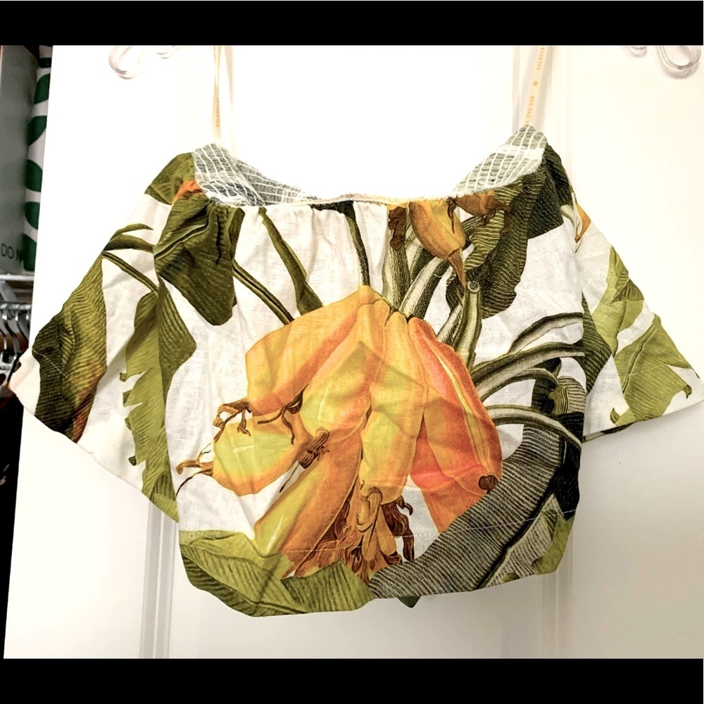 NWT Farm Rio Banana Palm Leaf Crop Top Large Revolve Tube Top